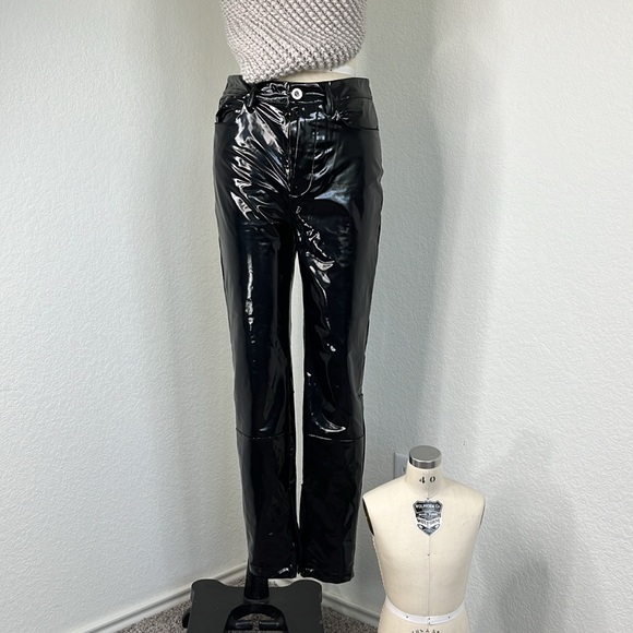 A.P.C. Patent Leather Exposed Button Fly 5 Pocket Pants Trousers